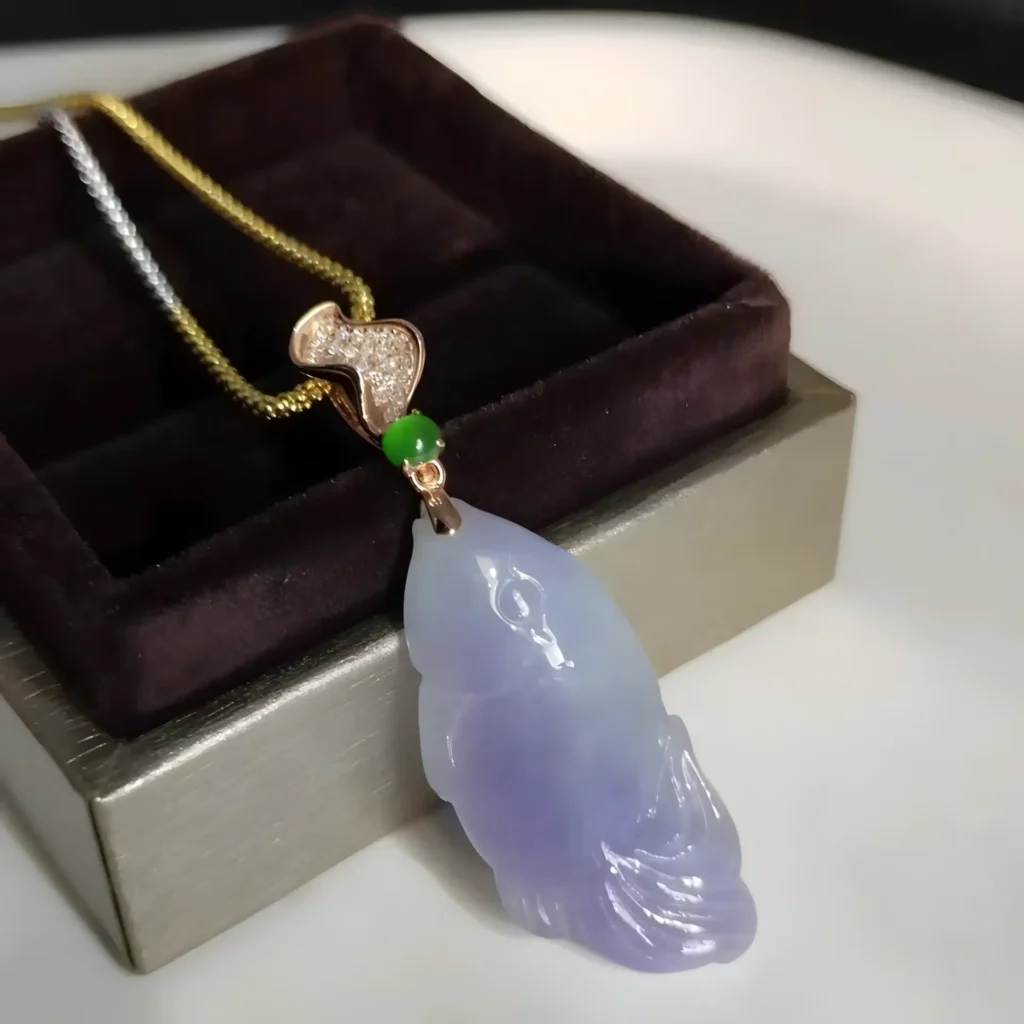 purple jade goldfish pendant necklace