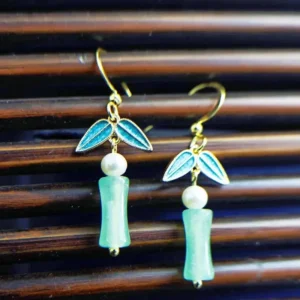 Jade Pearl Cloisonné Firefly Earrings