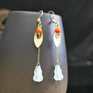 Red Agate Jade Gourd Earrings