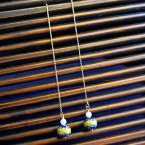 Pearl Cloisonne Bead Earrings